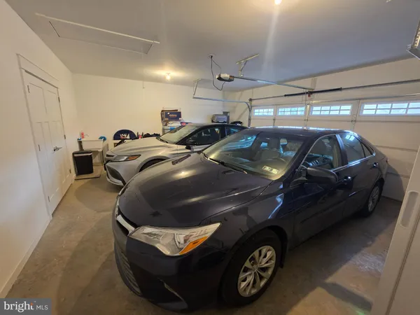 a car parked in a garage
