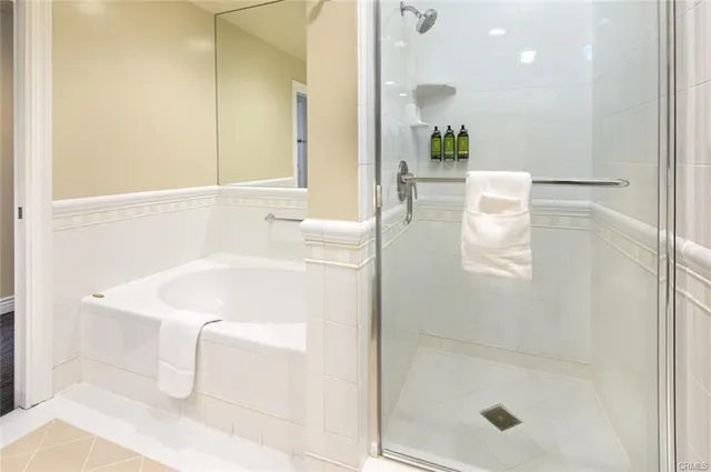 a bathroom with a bathtub