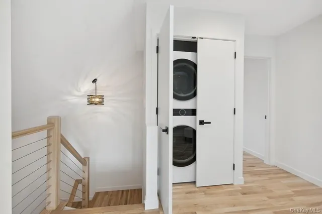 a utility room with dryer and washer