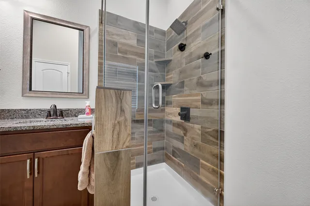 a bathroom with a bathtub