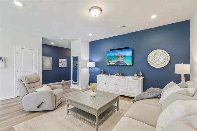 a living room with furniture