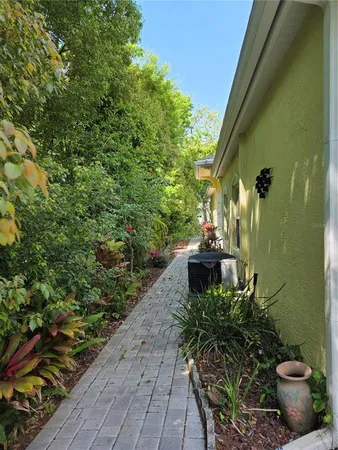 a view of backyard with green space