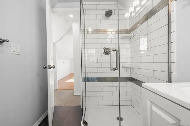 a bathroom with a shower