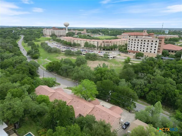 a front view of a building with street