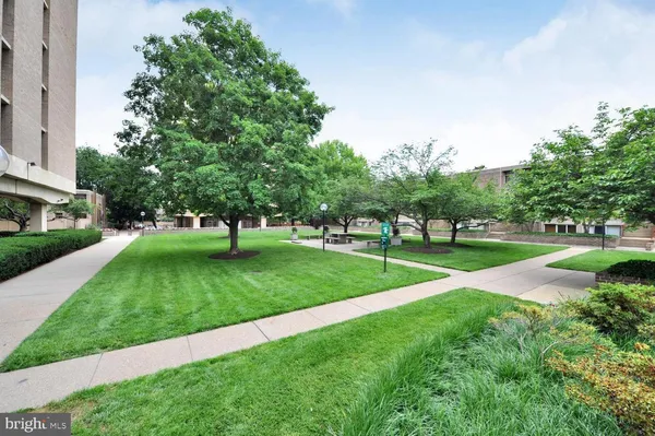 a view of a building and outdoor space