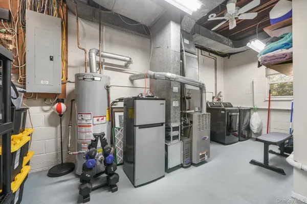 a storage room with washer and dryer
