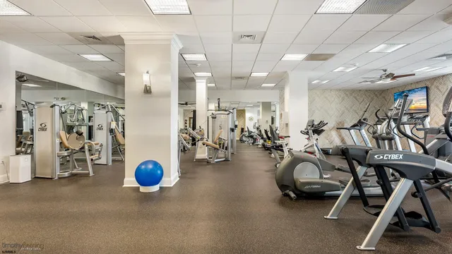a view of a room with gym equipment