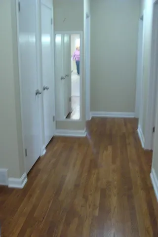 a view of a bathroom with shower