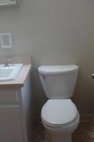 a white toilet sitting next to a bathroom sink