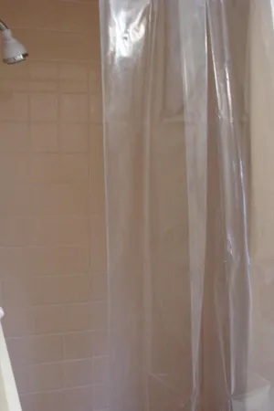 a close up of a white curtain