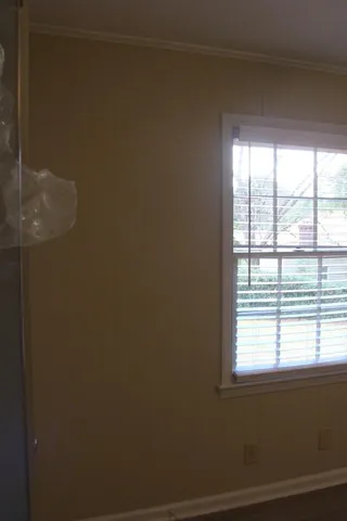 a view of a small space with a window