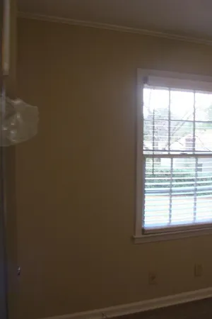 a view of a small space with a window