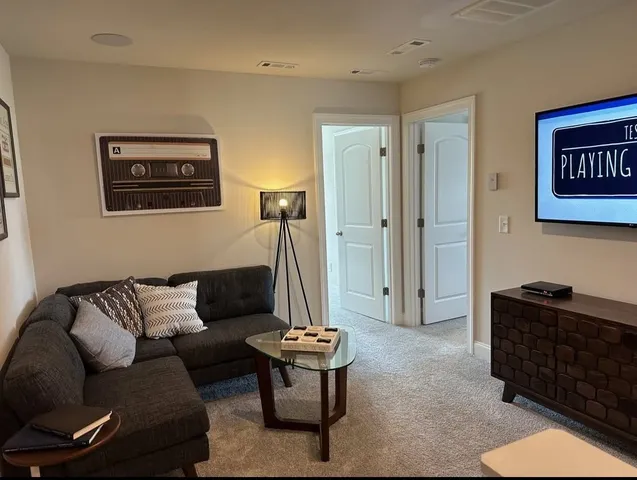 a living room with furniture