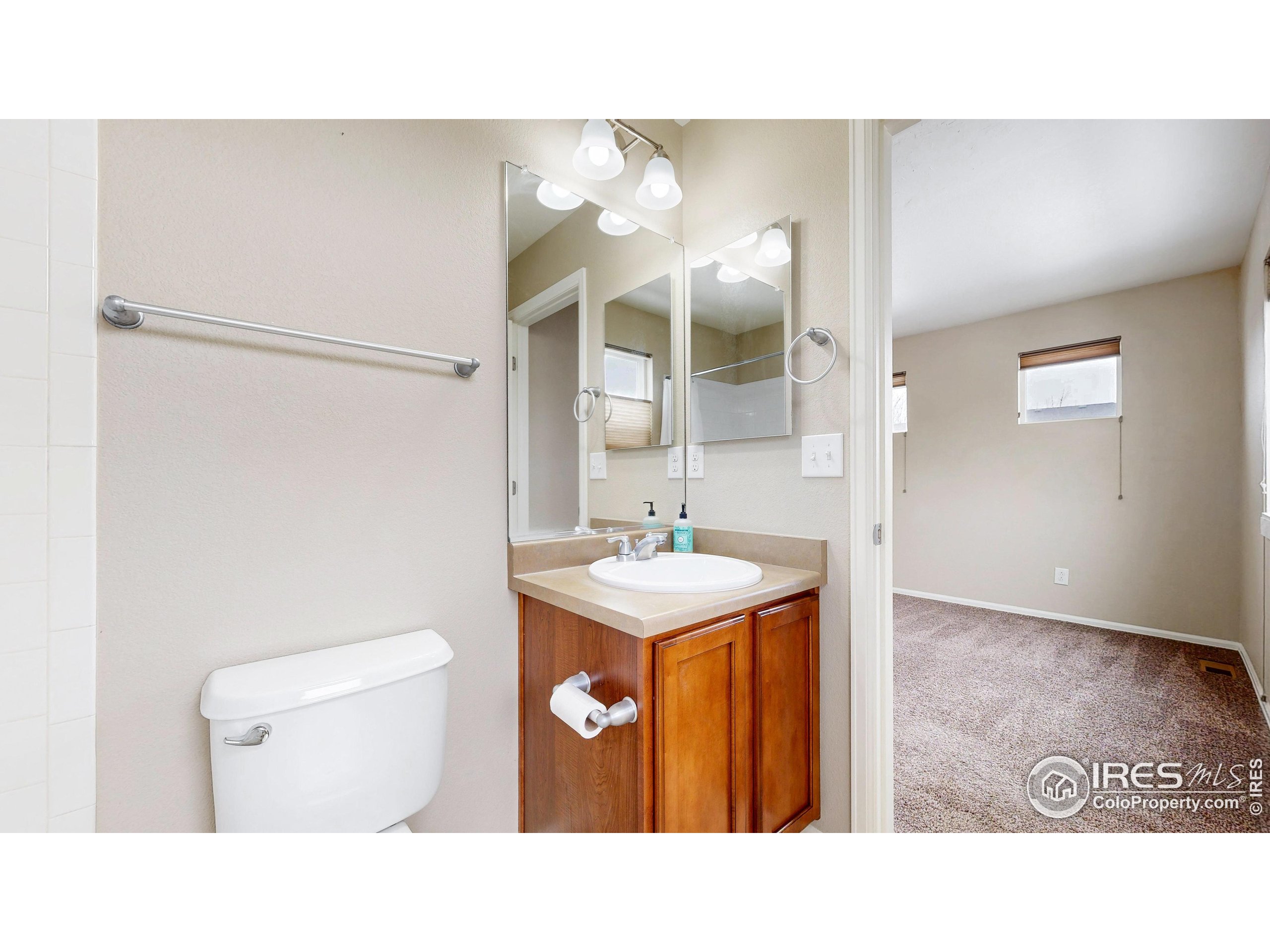 5543 Calgary Street Timnath, CO 80547 - Photo 24 of 38 a bathroom with a sink a toilet and mirror