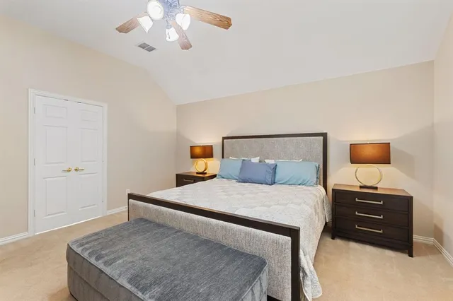 an aerial view of a house with outdoor space