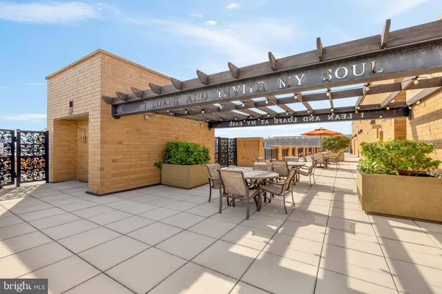 a outdoor view with a sitting space