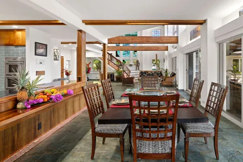 a kitchen with lots of counter top space