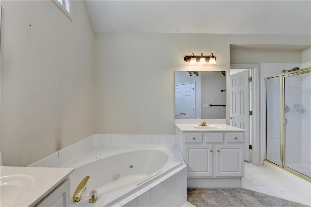3407 Highland Forge Trail Dacula, GA 30019 - Photo 58 of 71 a bathroom with a tub sink and mirror