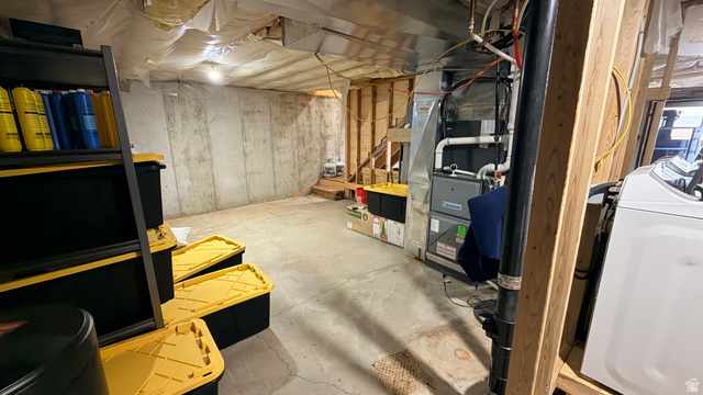 1413 Basel Drive Midway, UT 84049 - Photo 132 of 137 Unfinished below grade area with washer / dryer and heating unit