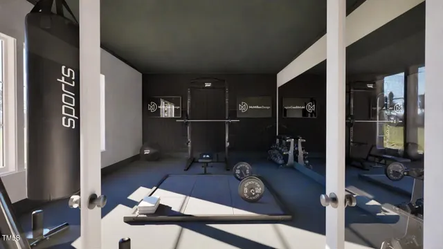 a view of a room with gym equipment