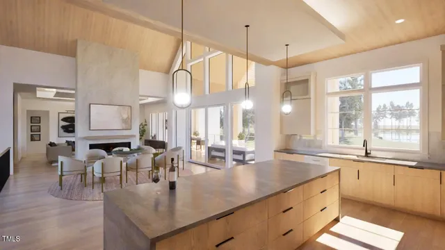 a kitchen with lots of counter top space