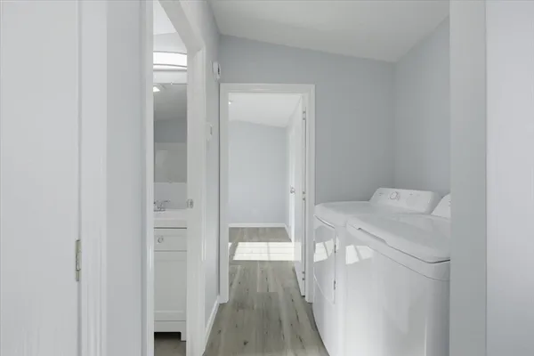 a room with a washer and dryer