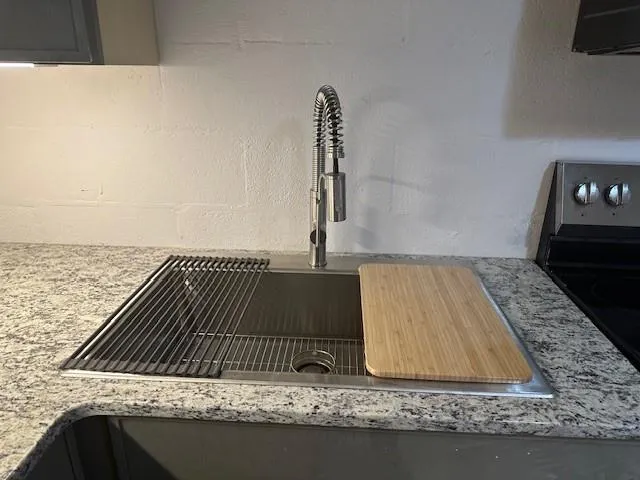 a close view of sink and tap