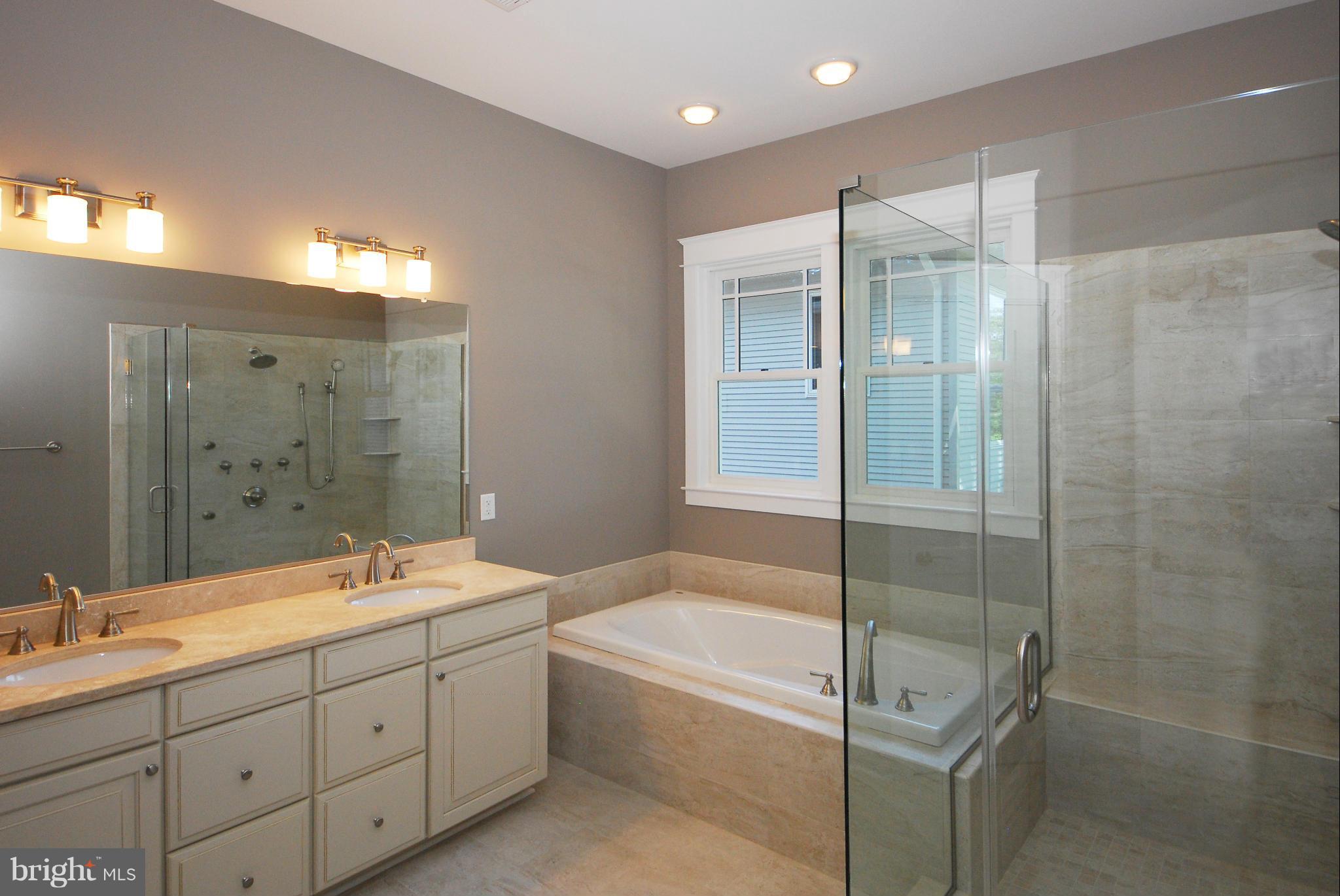 Master bath with multiple spray shower