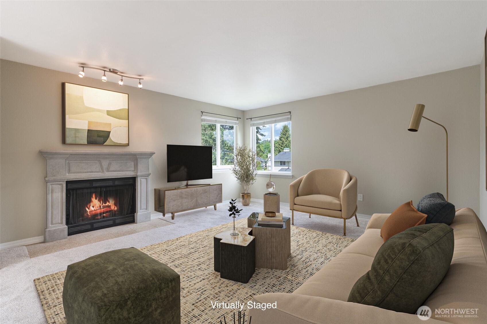 20320 Bothell Everett Highway, Unit D301 Bothell, WA 98012 - Photo 5 of 35 a living room with furniture and a fireplace