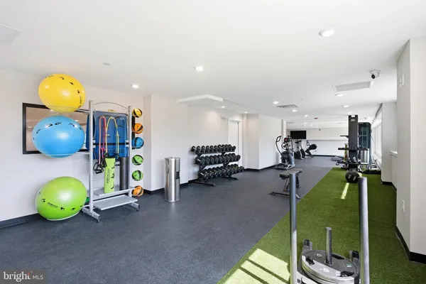a view of a room with gym equipment
