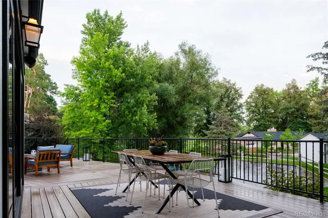 an outdoor view with a sitting space