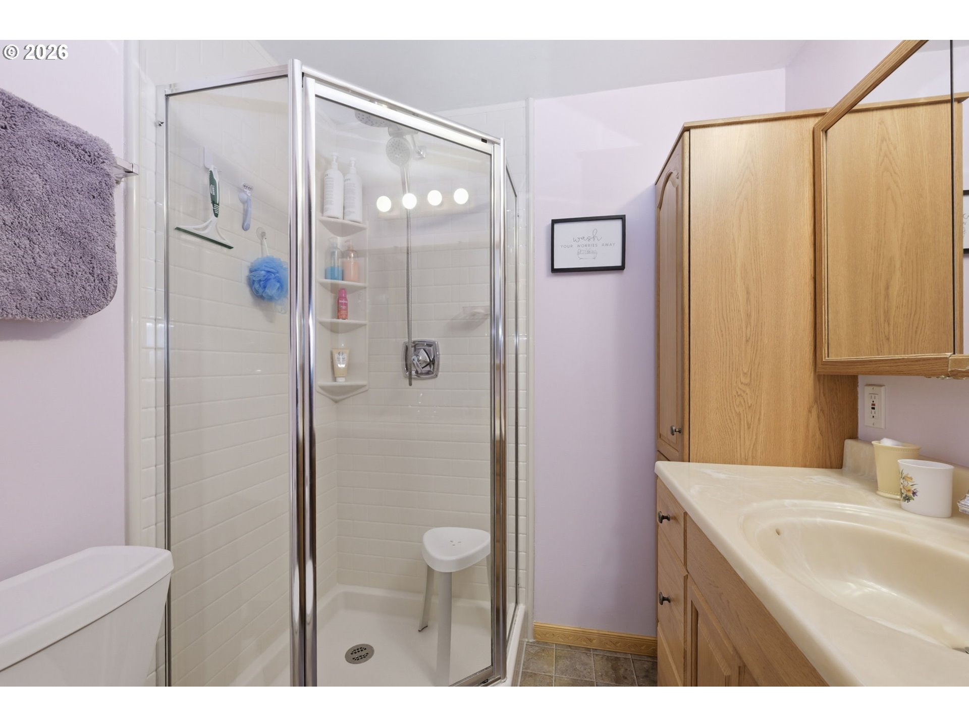 430 South 37th Place Springfield, OR 97478 - Photo 23 of 39 a bathroom with a granite countertop shower sink vanity and mirror