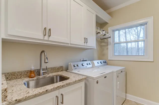 a view of a lake with a yard