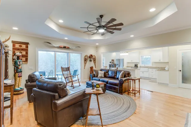a front view of a house with patio