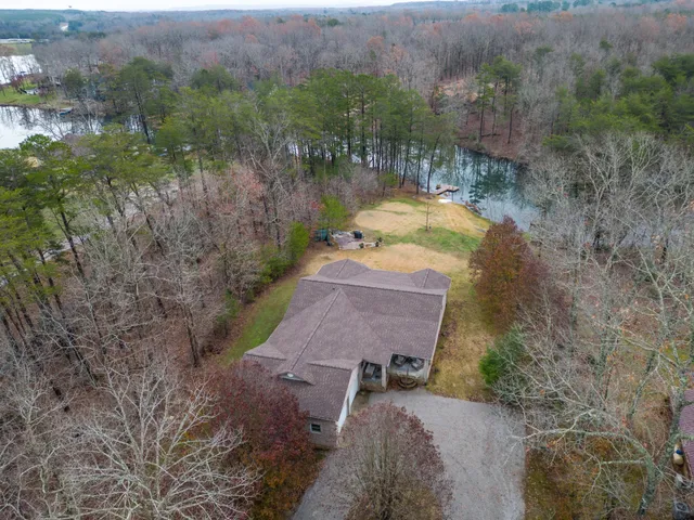 a view of lake with green space