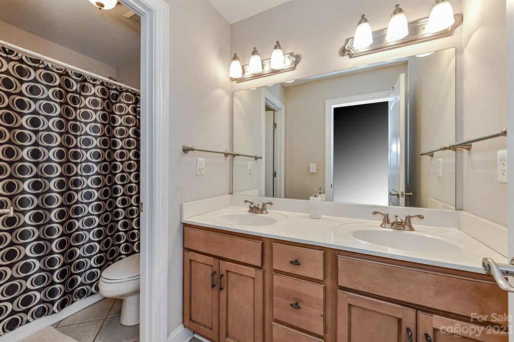 21311 Summerbrook Drive Cornelius, NC 28031 - Photo 21 of 28 a bathroom with a sink a toilet and a mirror