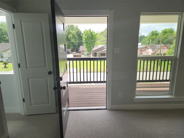 a view of a small space with a window
