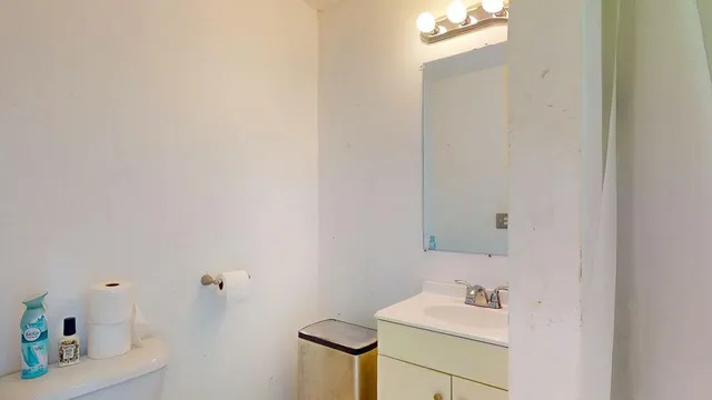 a view of a town with mountains in the background