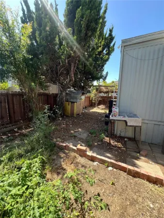 a view of a backyard with trees