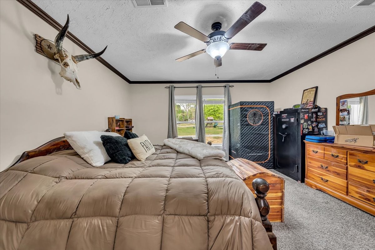 195 Roddy Springs Road Coalmont, TN 37313 - Photo 32 of 44 a bedroom with a large bed and a chandelier