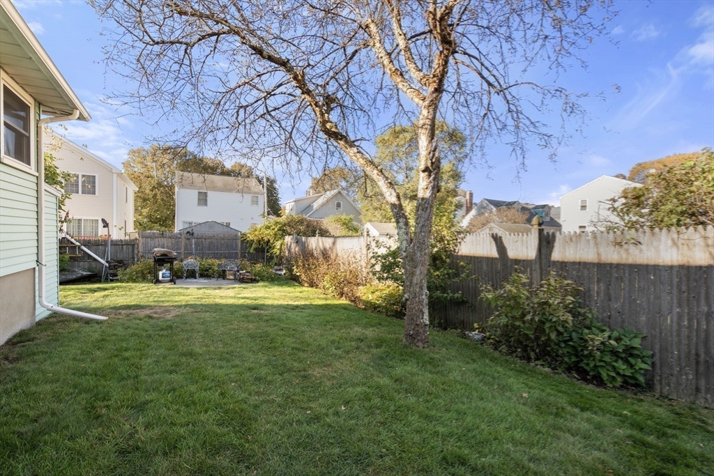 30 Wampum Avenue Waltham, MA 02451 - Photo 29 of 29 a backyard of a house with lots of green space and fountain