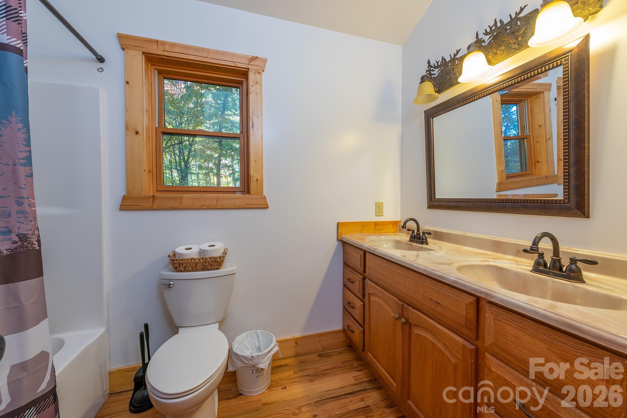 100 Candlemaker Trail Maggie Valley, NC 28751 - Photo 20 of 34 a bathroom with a toilet a sink a mirror and a window