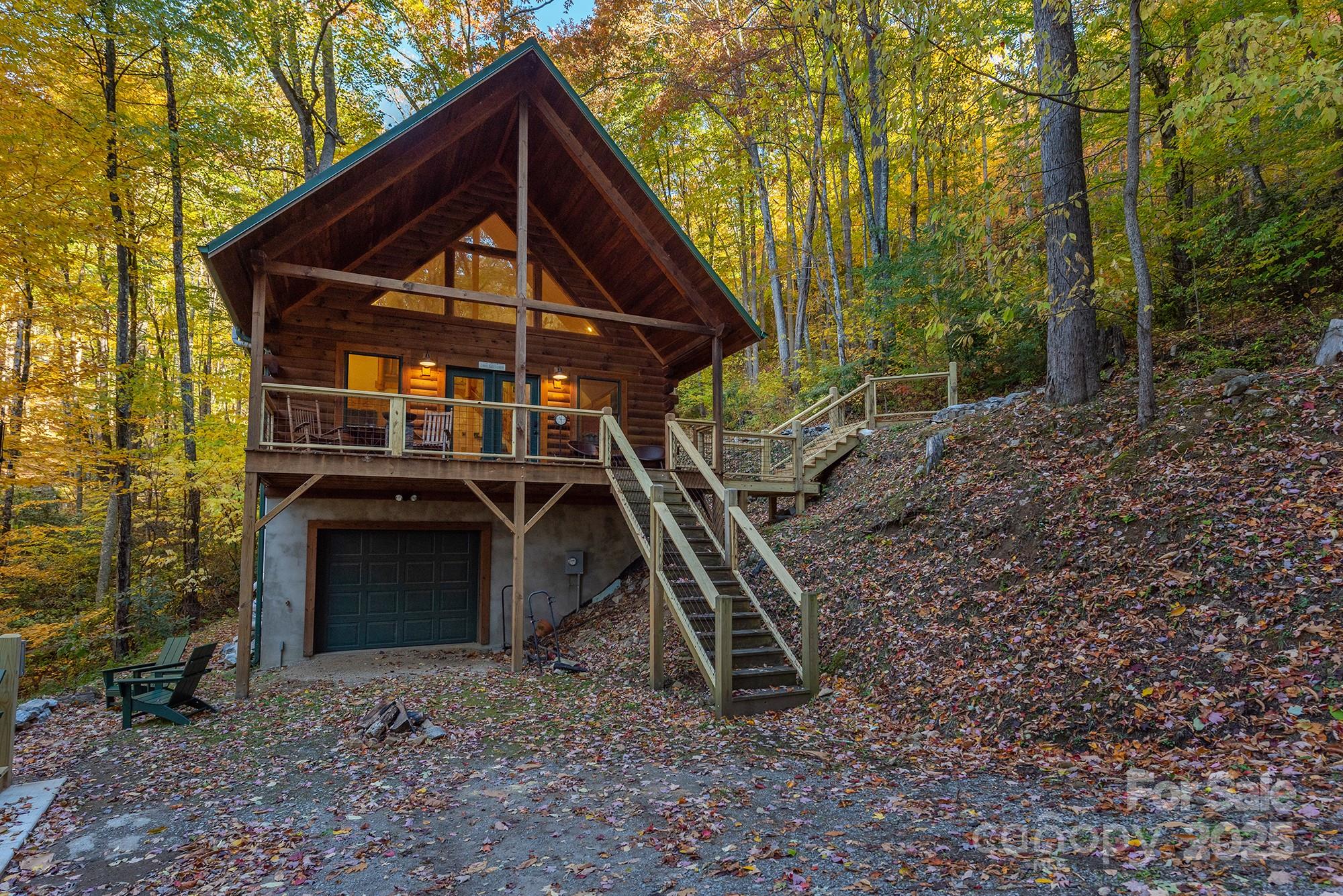 100 Candlemaker Trail Maggie Valley, NC 28751 - Photo 34 of 34 a view of a wooden house with a yard