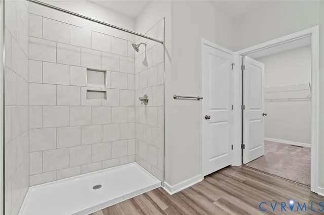 a view of a room with racks on the wall