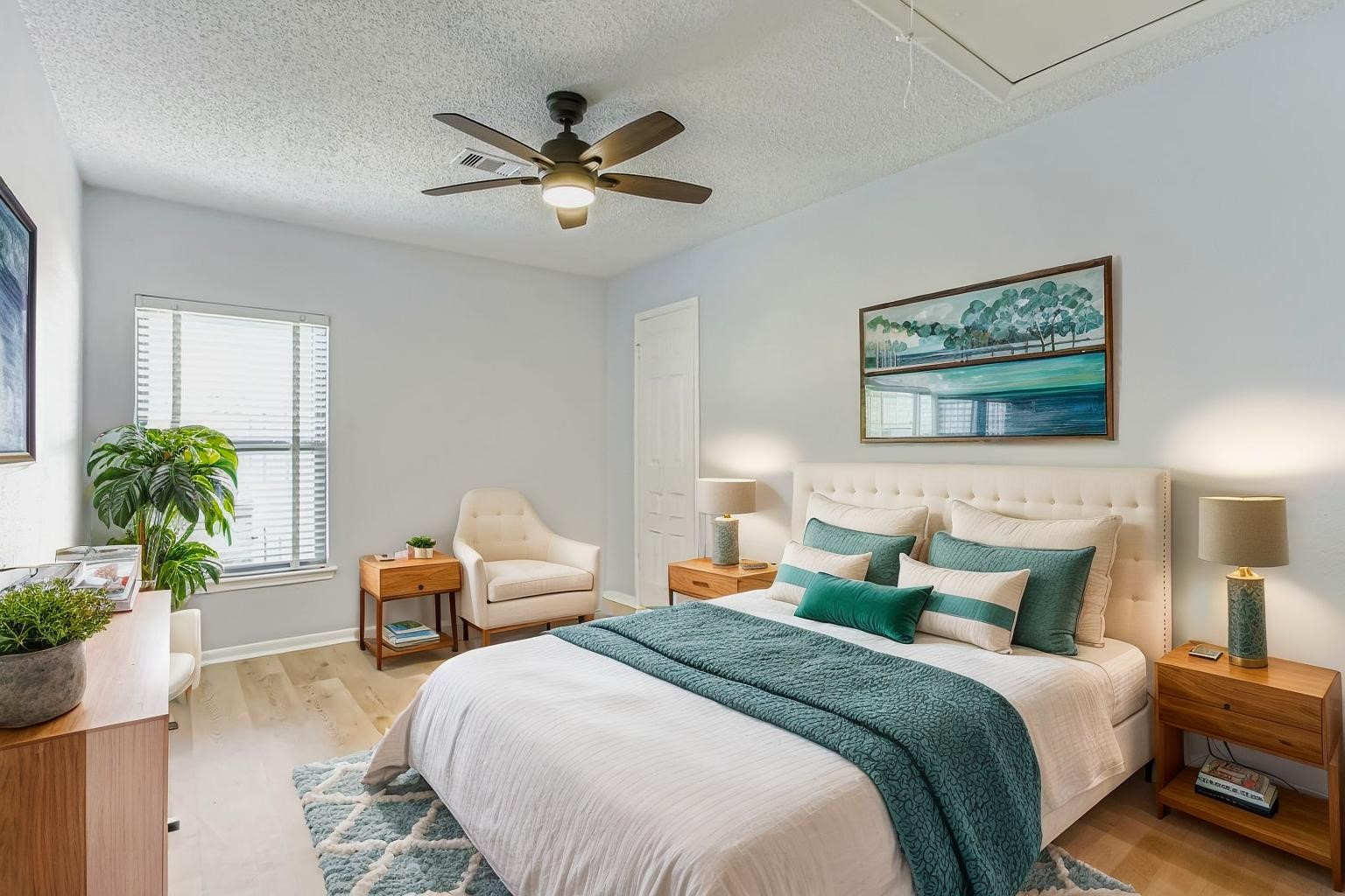 7530 Dogwood Falls Road Houston, TX 77095 - Photo 22 of 27 Secondary bedroom #2 offers gorgeous wood laminate flooring, a modern remote control ceiling fan and a walk-in closet. (photo is virtually staged to show the potential of the space)