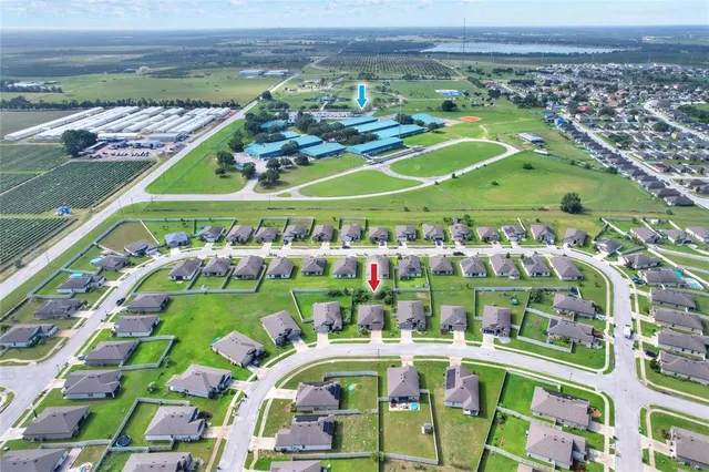 an aerial view of a house