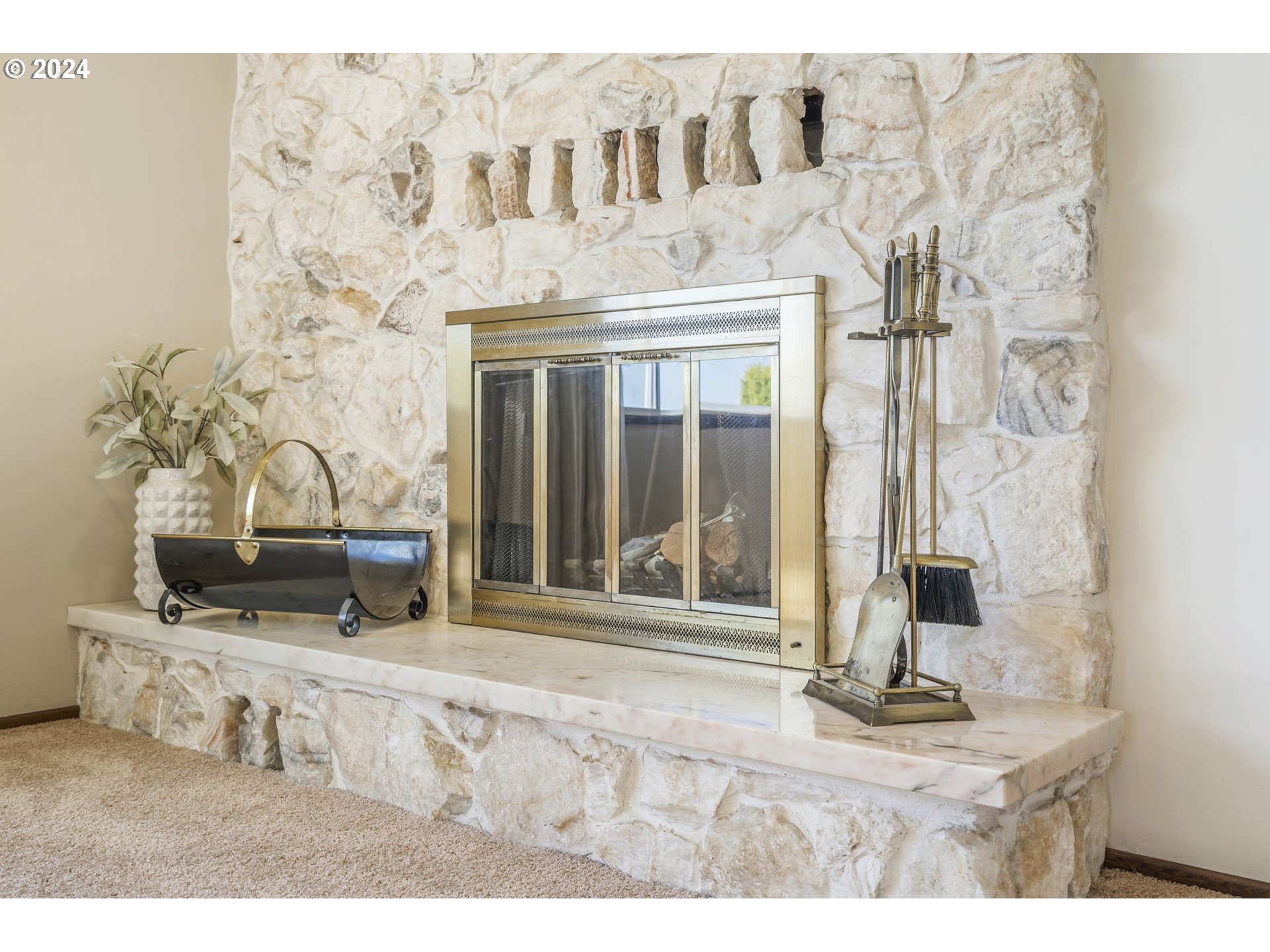 7075 Northwest Roy Road Cornelius, OR 97113 - Photo 9 of 48 a black and white photo of a fireplace