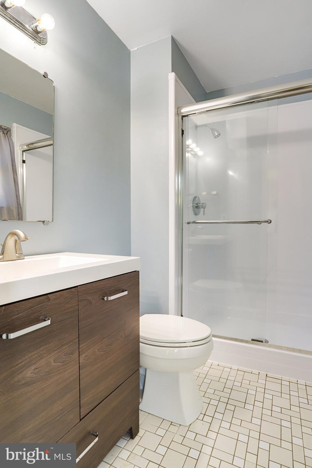 6903 Cherryfield Road Fort Washington, MD 20744 - Photo 40 of 58 a bathroom with a sink a toilet a mirror and shower