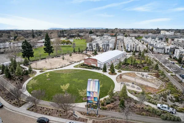 an aerial view of a city