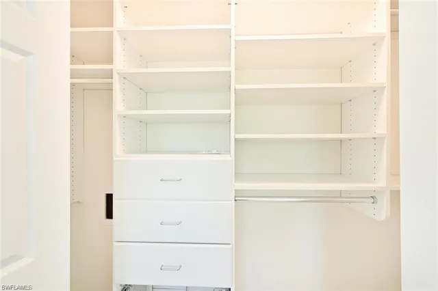a close up view of a closet